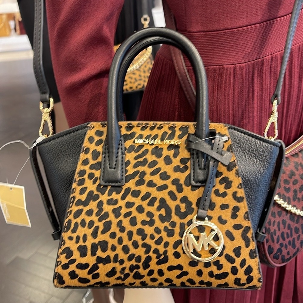 Avril Extra-Small Cheetah Print Calf Hair and Leather Satchel BLACK COMB… - Picture 11 of 16